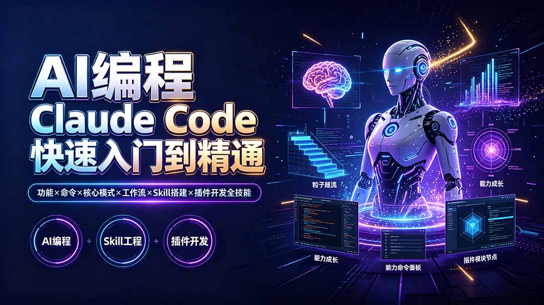 （19306期）AI编程 Claude Code快速入门到精通：功能×命令×核心模式×工作流×Skill搭建×插件开发全技能插图