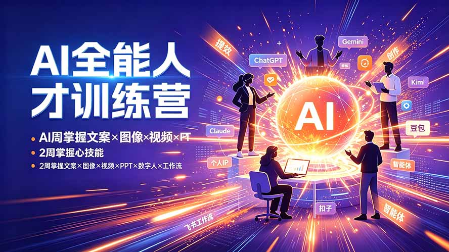 （19295期）AI全能人才训练营：2周掌握文案×图像×视频×PPT×数字人×工作流，超越80%的人插图