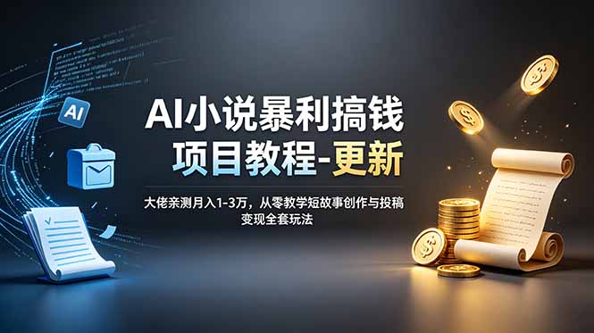 （19293期）AI小说暴利搞钱项目教程-更新，大佬亲测月入1-3万，从零教学短故事创作与投稿变现全套玩法插图