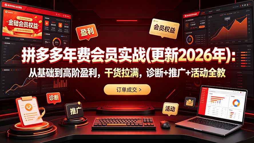 （19290期）拼多多年费会员实战(更新2026年)：从基础到高阶盈利，干货拉满，诊断+推广+活动全教插图