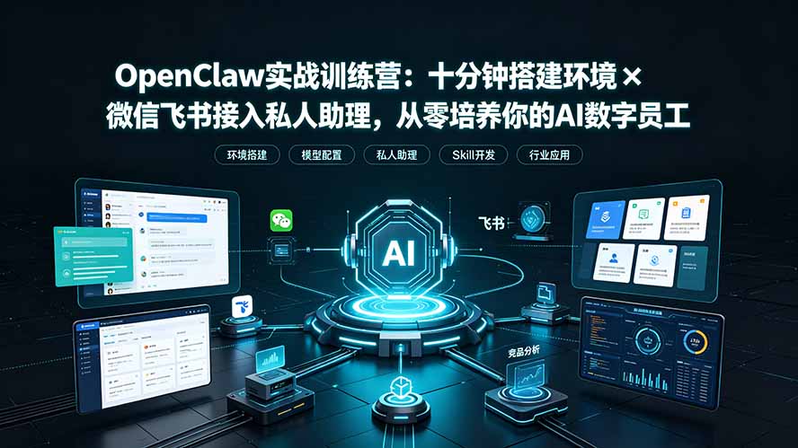 （19287期）OpenClaw实战特训营：十分钟搭建环境×微信飞书接入私人助理，从零培养你的AI数字员工插图