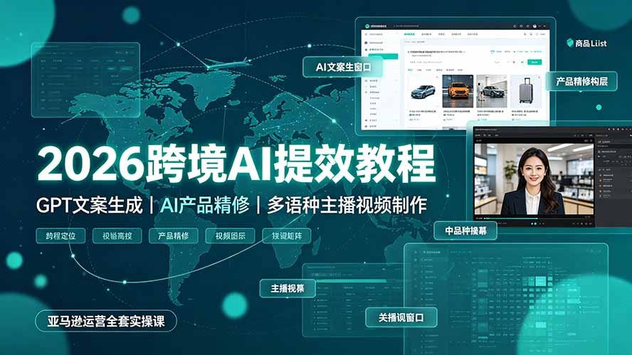 （19286期）2026跨境AI提效教程·GPT文案生成｜AI产品精修｜多语种主播视频制作，亚马逊运营全套实操课插图