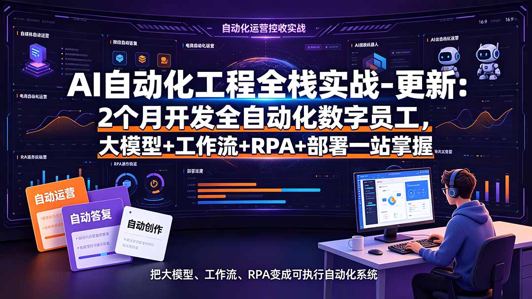 (19279期)AI自动化工程全栈实战-更新:2个月开发全自动化数字员工,大模型+工作流+RPA+部署一站式掌握插图 (19279期)AI自动化工程全栈实战-更新:2个月开发全自动化数字员工,大模型+工作流+RPA+部署一站式掌握插图