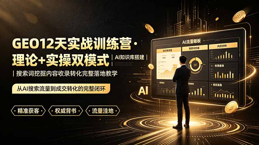 (19277期)GEO12天实战训练营·理论+实操双模式|AI知识库搭建|搜索词挖掘内容收录转化完整落地教学插图 (19277期)GEO12天实战训练营·理论+实操双模式|AI知识库搭建|搜索词挖掘内容收录转化完整落地教学插图