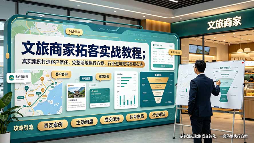 (19273期)文旅商家拓客实战教程;真实案例打造客户信任,完整落地执行方案,行业避坑账号布局心法插图 (19273期)文旅商家拓客实战教程;真实案例打造客户信任,完整落地执行方案,行业避坑账号布局心法插图