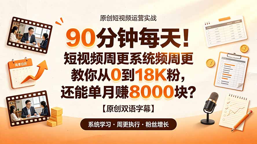 (19265期)90 分钟每天!短视频周更系统教你从 0 到 18K 粉,还能单月赚 8000 块?【原创双语字幕】插图 (19265期)90 分钟每天!短视频周更系统教你从 0 到 18K 粉,还能单月赚 8000 块?【原创双语字幕】插图