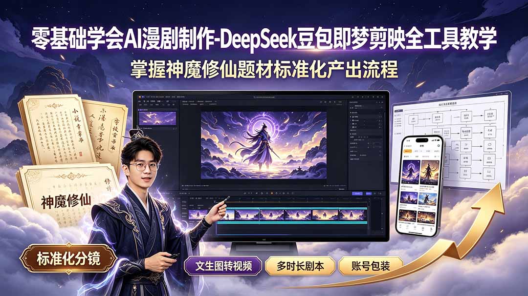 （19263期）零基础学会AI漫剧制作-DeepSeek豆包即梦剪映全工具教学，掌握神魔修仙题材标准化产出流程插图