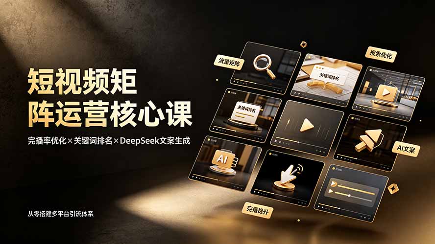 (19259期)短视频矩阵运营核心课:完播率优化×关键词排名×DeepSeek文案生成,从零搭建多平台引流体系插图 (19259期)短视频矩阵运营核心课:完播率优化×关键词排名×DeepSeek文案生成,从零搭建多平台引流体系插图