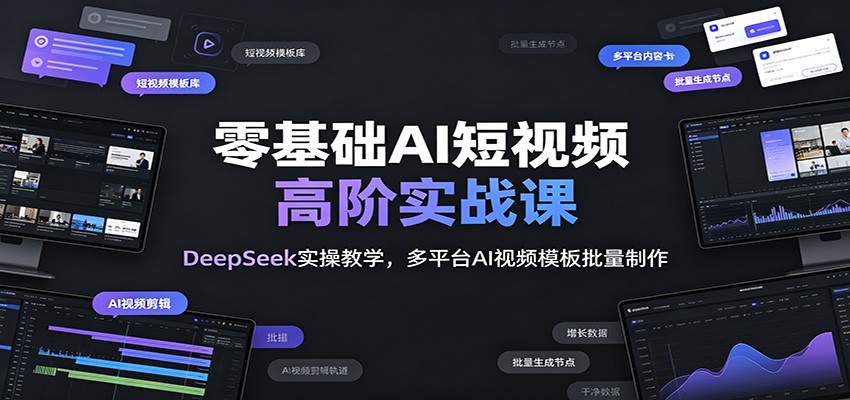 零基础AI短视频高阶实战课:DeepSeek实操教学,多平台AI视频模板批量制作插图 零基础AI短视频高阶实战课:DeepSeek实操教学,多平台AI视频模板批量制作插图