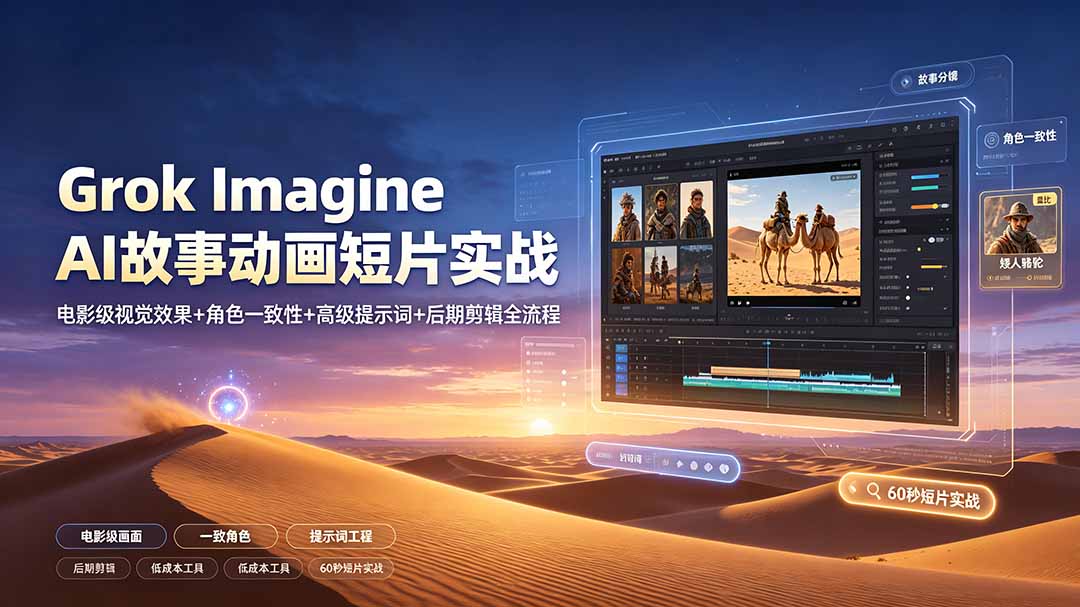 （19305期）Grok Imagine AI故事动画短片实战：电影级视觉效果+角色一致性+高级提示词+后期剪辑全流程插图1