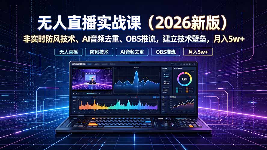 （19292期）无人直播实战课（更新7月），非实时防风技术、AI音频去重、OBS推流，建立技术壁垒，月入5w+插图1