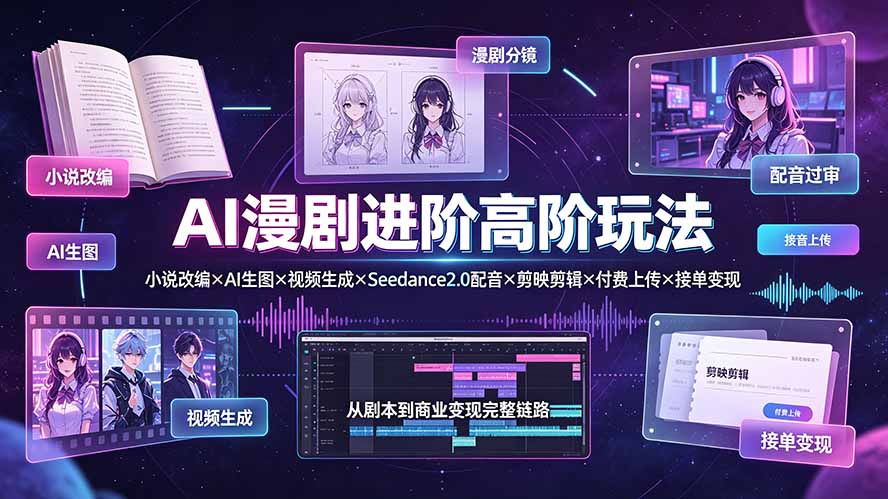 (19430期)AI漫剧进阶高阶玩法:小说改编×AI生图×视频生成×Seedance2.0配音×剪映剪辑×付费上传×接单变现插图 (19430期)AI漫剧进阶高阶玩法:小说改编×AI生图×视频生成×Seedance2.0配音×剪映剪辑×付费上传×接单变现插图