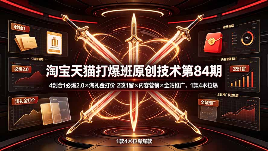 (19428期) 淘宝天猫打爆班原创技术第84期:4剑合1必爆2.0×淘礼金打价×2改1留×内容营销×全站推广,1款4术拉爆插图 (19428期) 淘宝天猫打爆班原创技术第84期:4剑合1必爆2.0×淘礼金打价×2改1留×内容营销×全站推广,1款4术拉爆插图