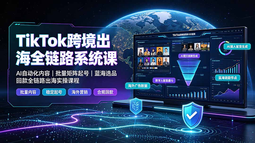 (19425期)TikTok跨境出海全链路系统课-2026年7月:AI自动化内容|批量矩阵起号|蓝海选品回款全链路出海实操课程插图 (19425期)TikTok跨境出海全链路系统课-2026年7月:AI自动化内容|批量矩阵起号|蓝海选品回款全链路出海实操课程插图