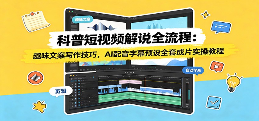 科普短视频解说全流程：趣味文案写作技巧，AI配音字幕预设全套成片实操教程插图