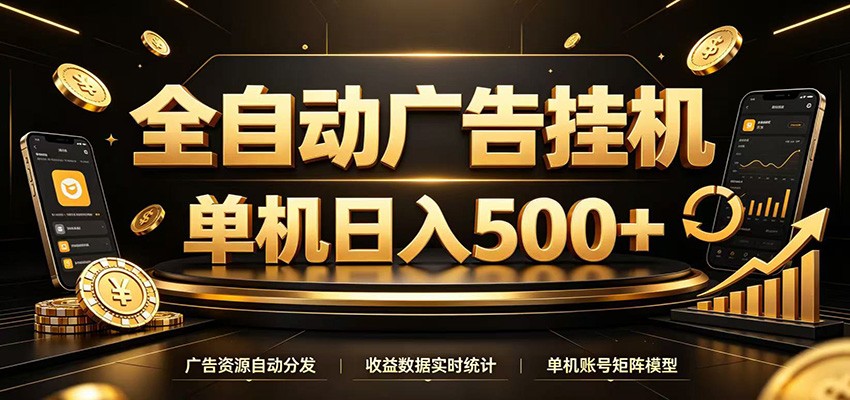 全自动广告挂机,每天24小时不停的去看广告获取收益,单机500+插图 全自动广告挂机,每天24小时不停的去看广告获取收益,单机500+插图