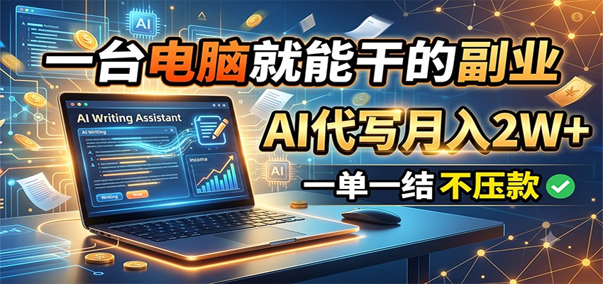 一台电脑就能干的副业,AI代写月入2W+,一单一结不压款插图 一台电脑就能干的副业,AI代写月入2W+,一单一结不压款插图