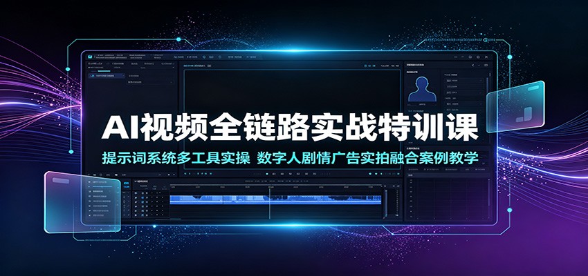AI视频全链路实战特训课:提示词系统多工具实操,数字人剧情广告实拍融合案例教学插图 AI视频全链路实战特训课:提示词系统多工具实操,数字人剧情广告实拍融合案例教学插图