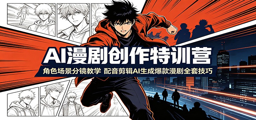 AI漫剧创作特训营:角色场景分镜教学,配音剪辑AI生成爆款漫剧全套技巧插图 AI漫剧创作特训营:角色场景分镜教学,配音剪辑AI生成爆款漫剧全套技巧插图