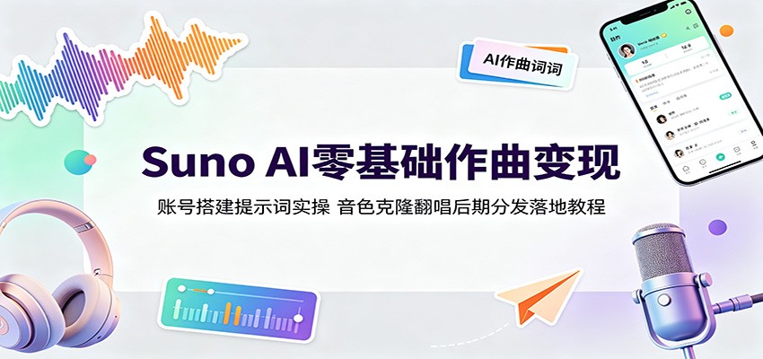 Suno AI零基础作曲变现:账号搭建提示词实操,音色克隆翻唱后期分发落地教程插图 Suno AI零基础作曲变现:账号搭建提示词实操,音色克隆翻唱后期分发落地教程插图