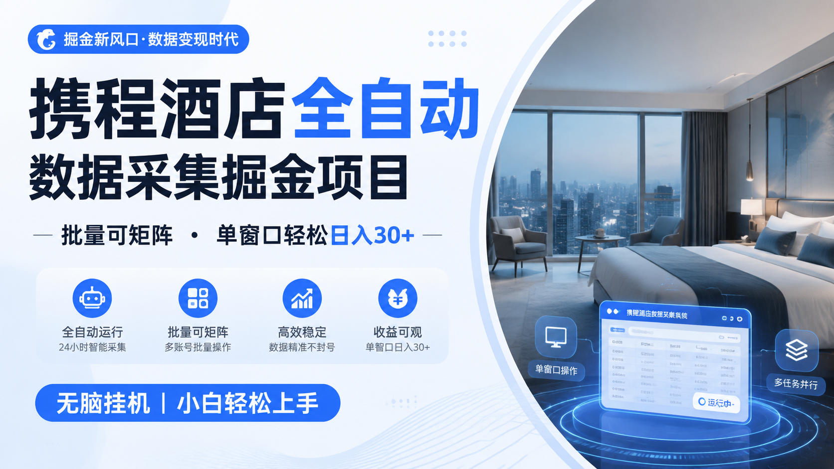 携程酒店全自动数据采集掘金 批量可矩阵 单窗口轻松日入30+插图