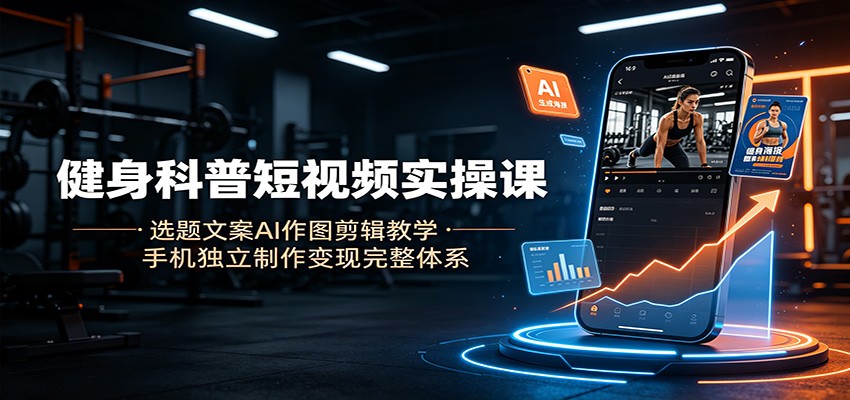 健身科普短视频实操课:选题文案AI作图剪辑教学,手机独立制作变现完整体系插图 健身科普短视频实操课:选题文案AI作图剪辑教学,手机独立制作变现完整体系插图