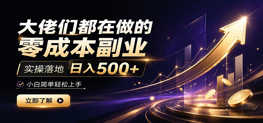 大佬们都在做的零成本副业，实操落地日入500+，小白一秒上手插图