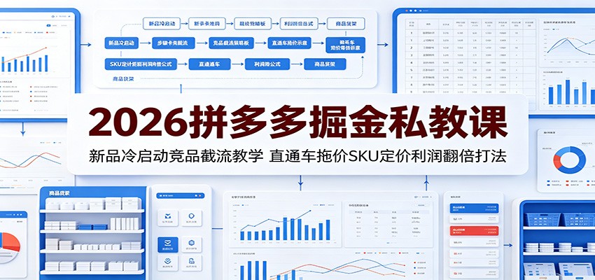 2026拼多多掘金私教课:新品冷启动竞品截流教学,直通车拖价SKU定价利润翻倍打法插图 2026拼多多掘金私教课:新品冷启动竞品截流教学,直通车拖价SKU定价利润翻倍打法插图