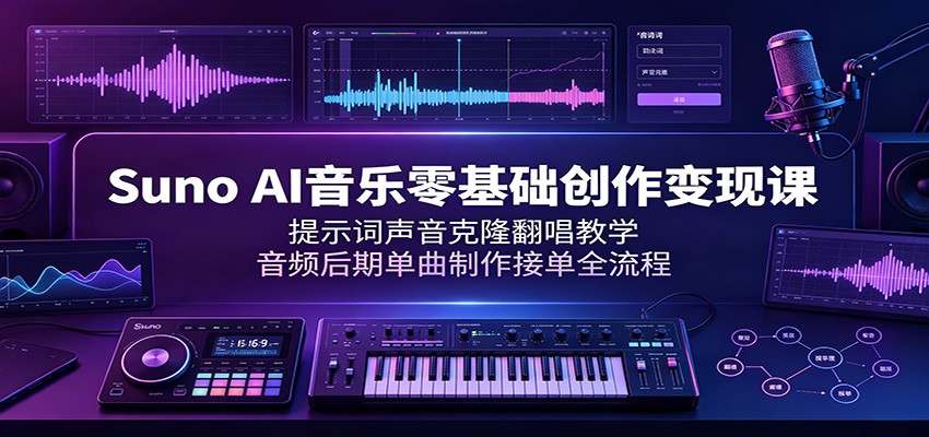 Suno AI音乐零基础创作变现课:提示词声音克隆翻唱教学,音频后期单曲制作接单全流程插图 Suno AI音乐零基础创作变现课:提示词声音克隆翻唱教学,音频后期单曲制作接单全流程插图