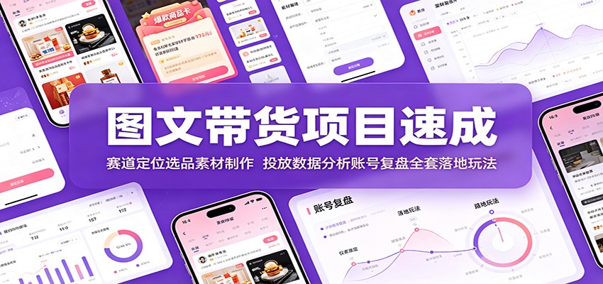 图文带货项目速成:赛道定位选品素材制作,投放数据分析账号复盘全套落地玩法插图 图文带货项目速成:赛道定位选品素材制作,投放数据分析账号复盘全套落地玩法插图