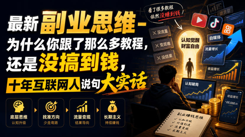 最新副业思维-为什么你跟了那么多教程，还是没搞到钱，十年互联网人说句大实话插图