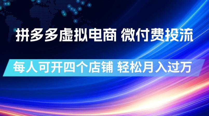 拼多多虚拟电商，微付费投流玩法，每人可开四个店，轻松月入过1W插图