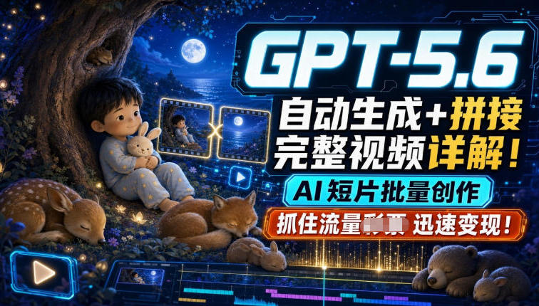GPT-5.6自动生成＋拼接完整视频详解，AI短片批量创作，抓住流量迅速变现！插图