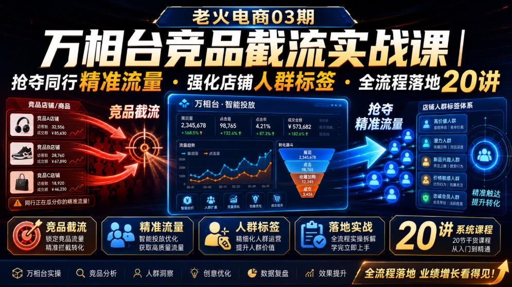 老火电商03期・万相台竞品截流实战课｜抢夺同行精准流量・强化店铺人群标签・全流程落地20讲插图