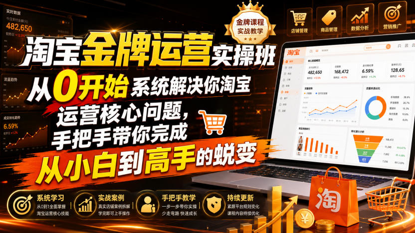 淘宝金牌运营实操班，从0开始系统解决你淘宝运营核心问题，手把手带你完成从小白到高手的蜕变（2026年7月）插图