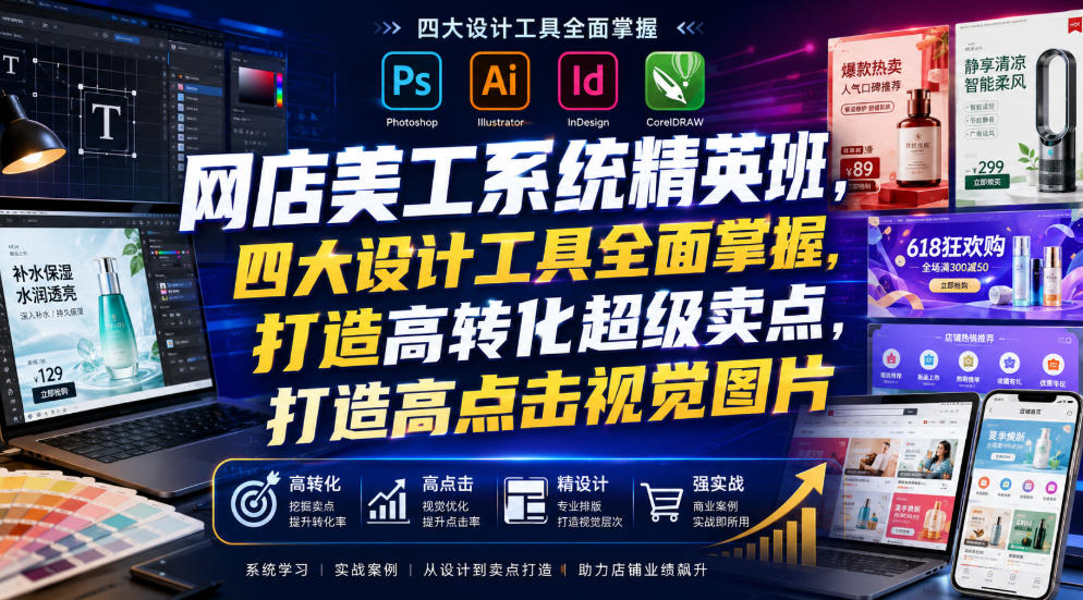 网店美工系统精英班，四大设计工具全面掌握，打造高转化超级卖点，打造高点击视觉图片（2026年7月）插图