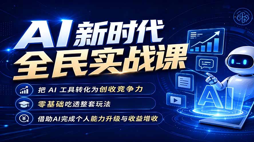 (19519期)AI新时代全民实战课,把 AI 工具转化为创收竞争力,零基础吃透整套玩法,借助AI完成个人能力升级与收益增收。插图 (19519期)AI新时代全民实战课,把 AI 工具转化为创收竞争力,零基础吃透整套玩法,借助AI完成个人能力升级与收益增收。插图