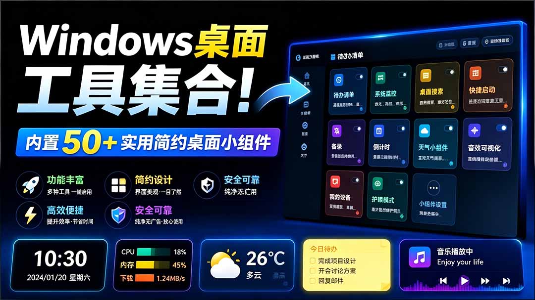 (19585期)Windows桌面工具集合!内置50+实用简约桌面小组件,含截图、录屏、翻译、天气等,多秘工具箱插图 (19585期)Windows桌面工具集合!内置50+实用简约桌面小组件,含截图、录屏、翻译、天气等,多秘工具箱插图