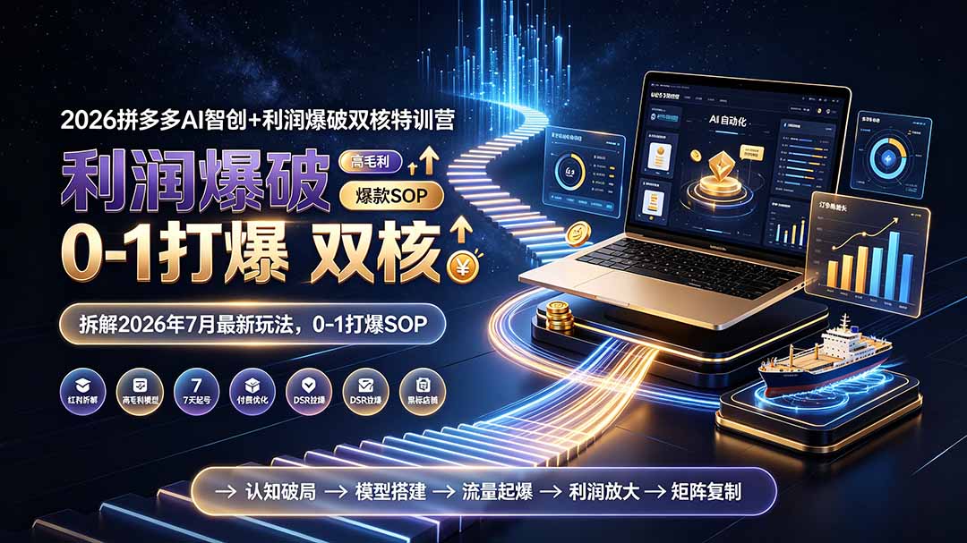 (19562期)2026拼多多AI智创+利润爆破双核特训营-更新:拆解2026年7月最新玩法,0-1打爆SOP插图 (19562期)2026拼多多AI智创+利润爆破双核特训营-更新:拆解2026年7月最新玩法,0-1打爆SOP插图