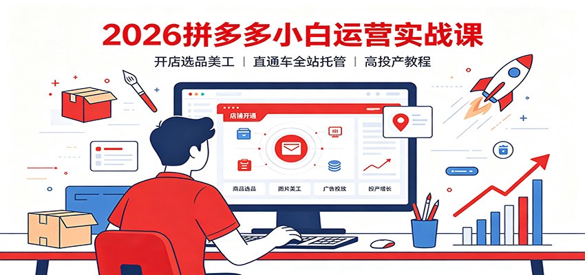 2026拼多多小白运营实战课:开店选品美工,直通车全站托管高投产教程插图 2026拼多多小白运营实战课:开店选品美工,直通车全站托管高投产教程插图
