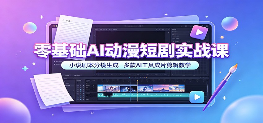 零基础AI动漫短剧实战课:小说剧本分镜生成,多款AI工具成片剪辑教学插图 零基础AI动漫短剧实战课:小说剧本分镜生成,多款AI工具成片剪辑教学插图