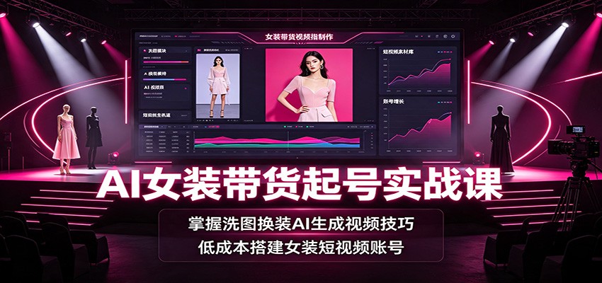 AI女装带货起号实战课:掌握洗图换装AI生成视频技巧,低成本搭建女装短视频账号插图 AI女装带货起号实战课:掌握洗图换装AI生成视频技巧,低成本搭建女装短视频账号插图