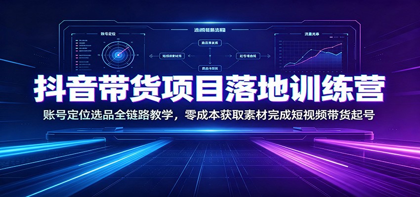 抖音带货项目落地训练营:账号定位选品全链路教学,零成本获取素材完成短视频带货起号插图 抖音带货项目落地训练营:账号定位选品全链路教学,零成本获取素材完成短视频带货起号插图