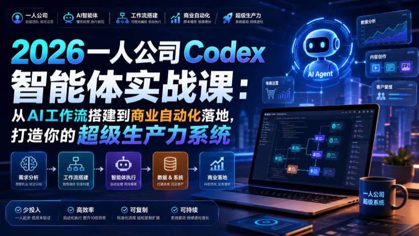 2026一人公司Codex智能体实战课：从AI工作流搭建到商业自动化落地，打造你的超级生产力系统插图