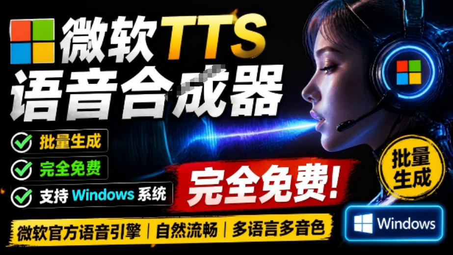 微软TTS免费语音配音生成器，完全免费，支持多语音、多音色选择，Windows系统专用TTS语音合成器插图