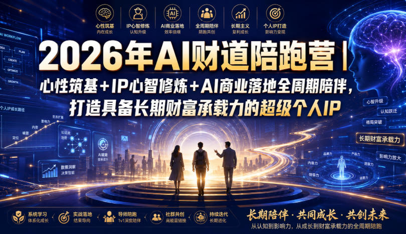 2026年AI财道陪跑营｜心性筑基+IP心智修炼+AI商业落地全周期陪伴，打造具备长期财富承载力的超级个人IP插图