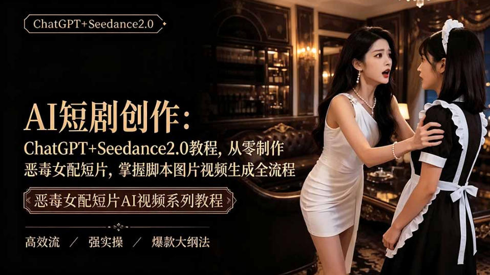 AI短剧从零创作实战课｜ChatGPT脚本撰写+Seedance2.0视频生成，恶毒女配短剧全流程教程插图