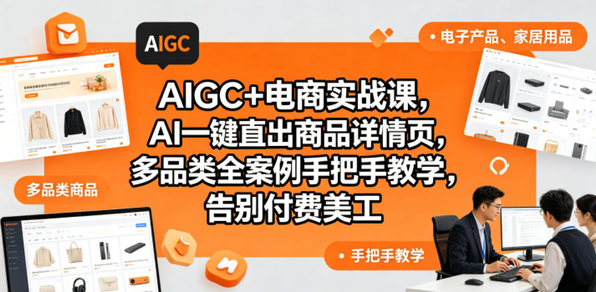 AIGC+电商实战课，AI一键直出商品详情页，多品类全案例手把手教学，告别付费美工（更新0725）插图