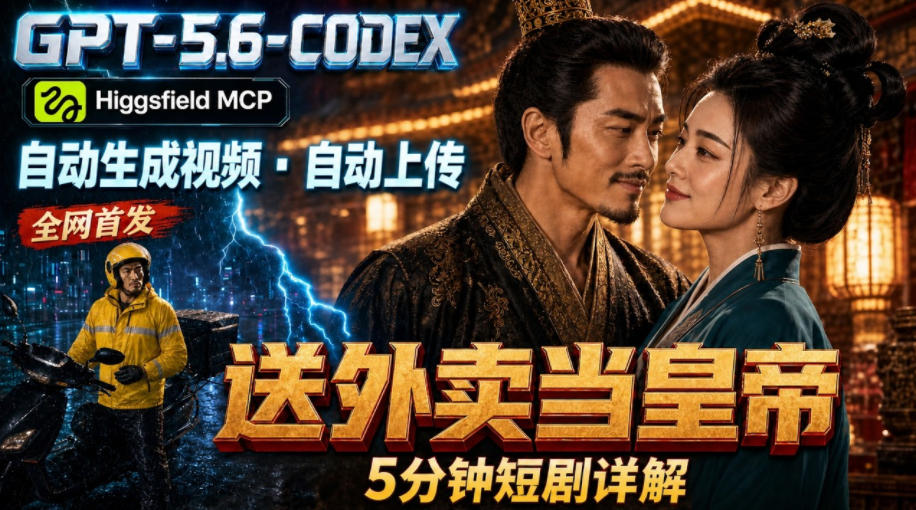 GPT-5.6 Codex+Higgsfield MCP：一条指令生成5分钟短剧并自动上传YouTube（油管）插图