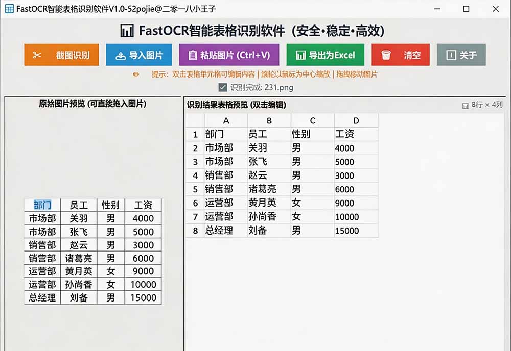 （19609期）体积仅70MB，图片一键智能提取表格工具来了！完全免费且离线使用，FastOCR智能表格识别软件V1.0插图2